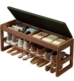 Entryway shoe storage bench for entryway Green Upholstered Seat 13.4" D x 39.4” W x 16.7" H - Brand New in Box