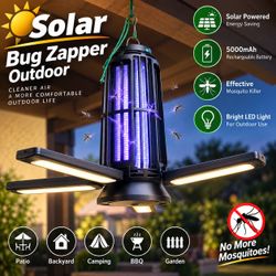Solar Outdoor Bug Zapper with LED Light – 5000mAh Rechargeable Mosquito Killer