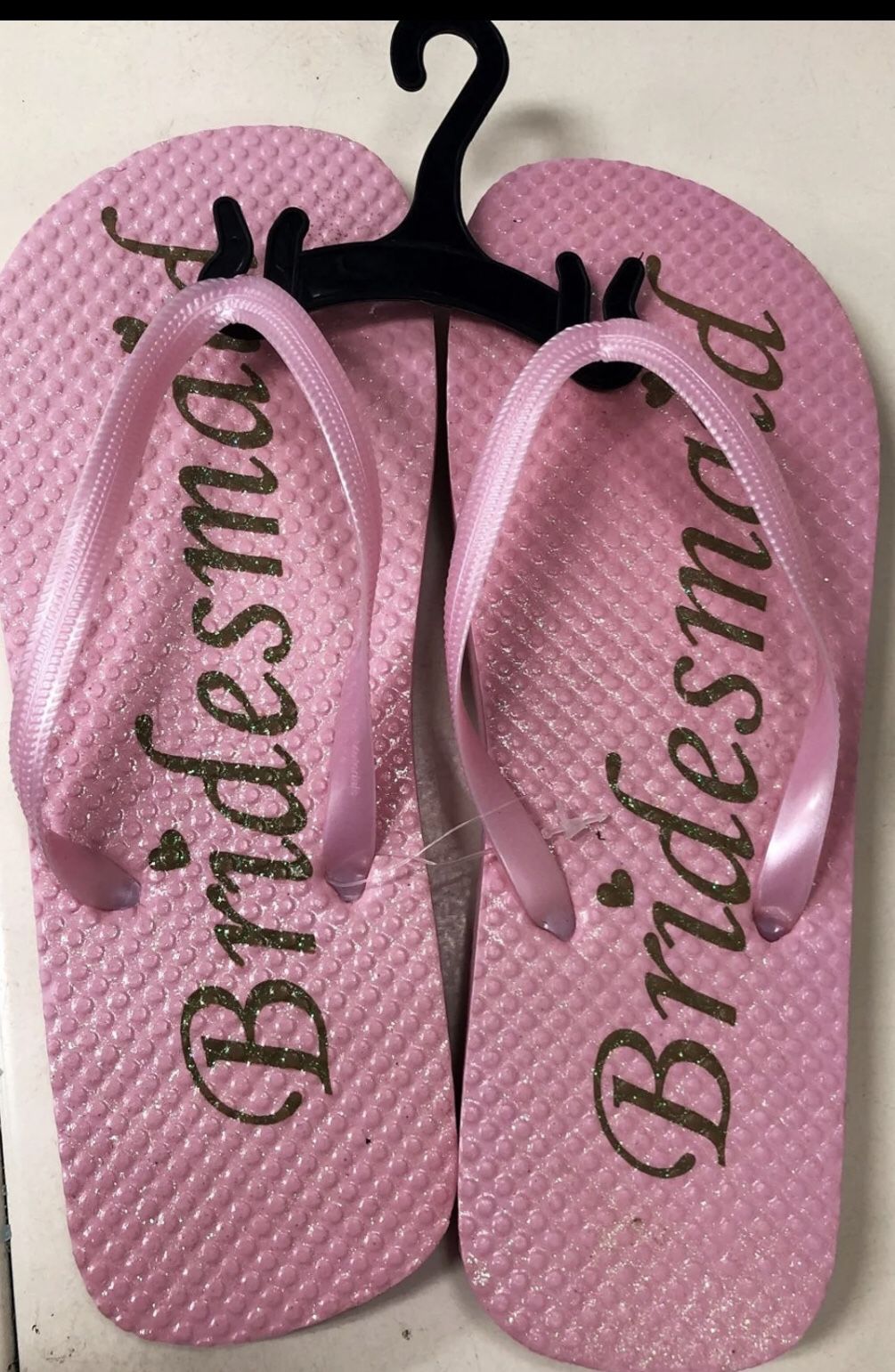 NEW! Bridesmaids Pink Glitter Flip Flops Sz 5/6