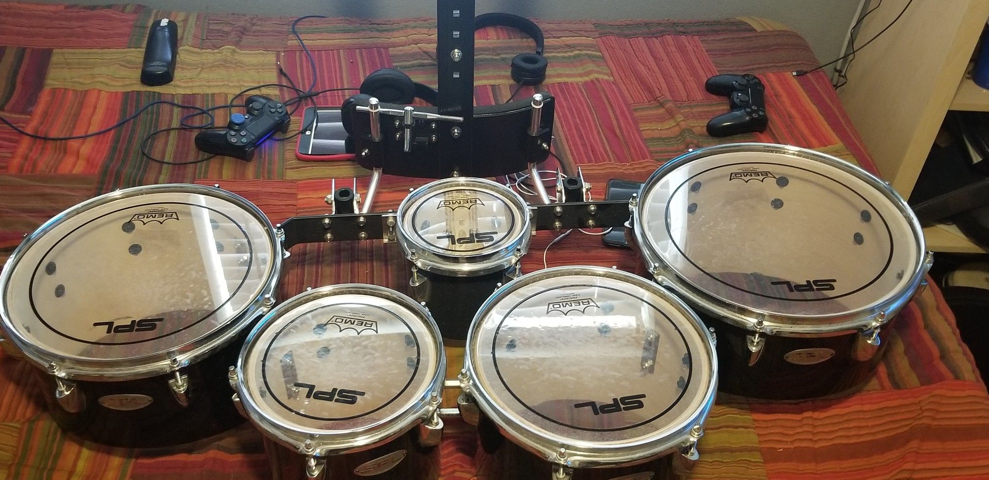 sound-percussion-labs birch marching quints with carrier 6 8 10 12 13