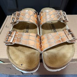 Birkenstock Rose Gold Sandals Gator Gleam