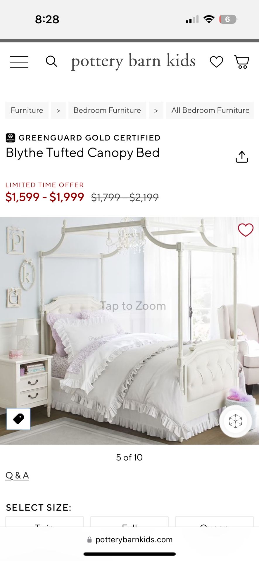 Girls Full Canopy Bed