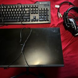 Pc (pixio 24”)Monitor, (Cyberpower)keyboard, And just a (no Brand)headset