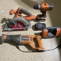 RIDGID  TOOL SET  18 VOLTS Used ($140)