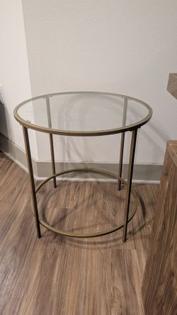 Modern Gold Round Glass Side Table