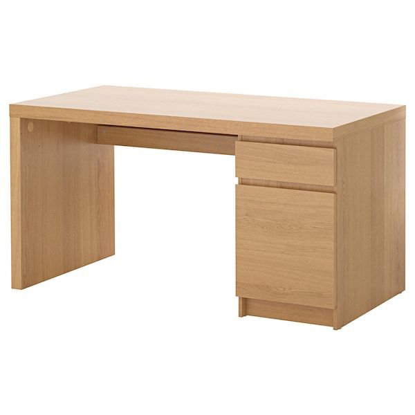 IKEA JONAS MALM DESK IN BEECH COLOR. WITH SMALL DRAWER AND CABINET. $60 ...