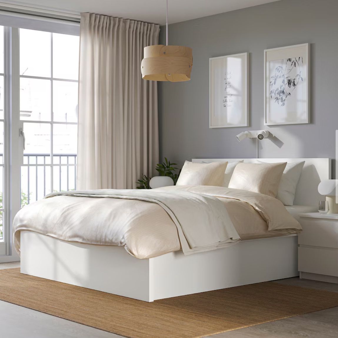 Ikea MALM Storage White Queen Bed ( come with matress)