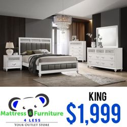 Barzini 5-Piece King Bedroom Set White