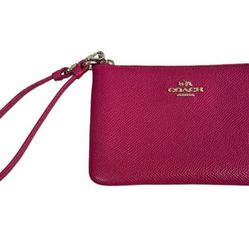 COACH Pink Corner Zip Wristlet 