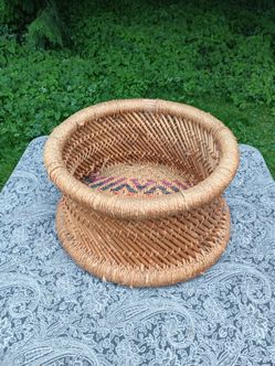 Vintage Handwoven Rattan / Boho Basket