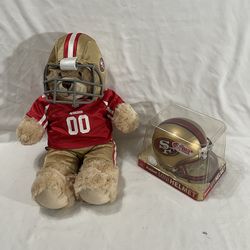 Vintage never used San Francisco 49ers, mini football helmet and 49ers bear