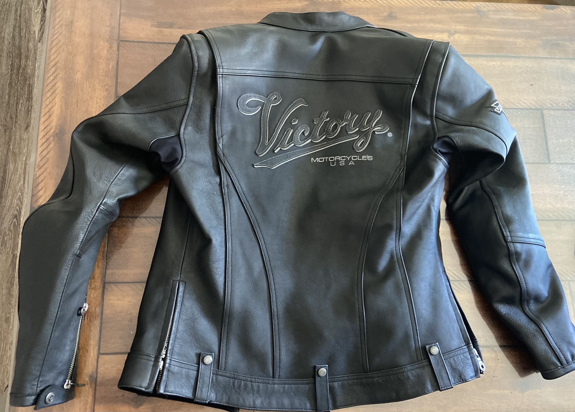 Victory Leather Motorcycle Jacket With Lining Small Black