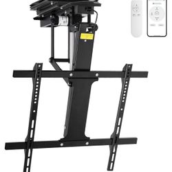 NEW - TOPSKY 360° Manual Swivel TOPSKY Electric Adjustable Flip Down TV Mount with Remote & App Control, Large Motorized Ceiling Mount for 32–75 Inch 