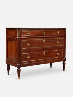 French Louis XVI Style Mahogany & Marble Commode Dresser, c.1950's - Delivery Available