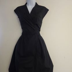 Kenneth Cole Women’s Sleeveless V‑Neck Wrap Dress with Bubble Hem — Black, Size 2
