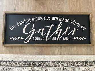 Farmhouse "Gather" Wood Framed Wall Sign