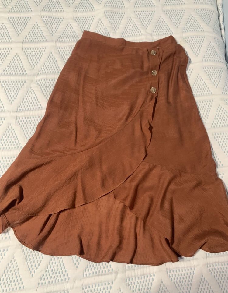 Brown High To Low Medium Skirt