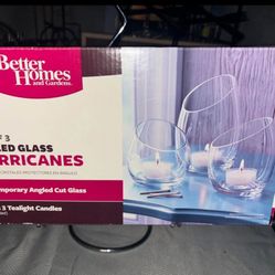 Angled Cut Glass Candle Holders