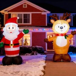4 ft Inflatable Santa Claus and Reindeer