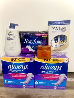 Brand New Self Care Bundle - 2x Always Discreet 108ct + Dove + Pantene + More