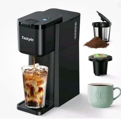 Tastyle Mini Single Serve Hot and Iced Coffee Maker for K Cup and Ground 6-14 oz