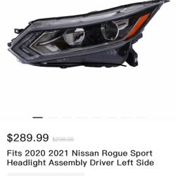 Fits 2020 2021 Nissan Rogue Sport Headlight Assembly Driver Left Side