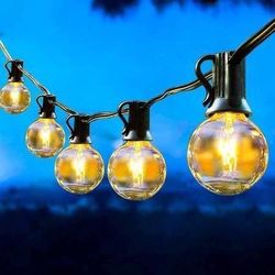 new 25FT Edison Outdoor String Lights with 2FT Extended Plug Cord, 5W G40 Globe Patio Lights with 25 Bulbs(2 Spare), Waterproof Connectable Hanging Li