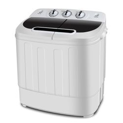 Mini Twin Tub Portable Compact Washing Machine Washer Spin Dry Cycle- 13lbs Capacity