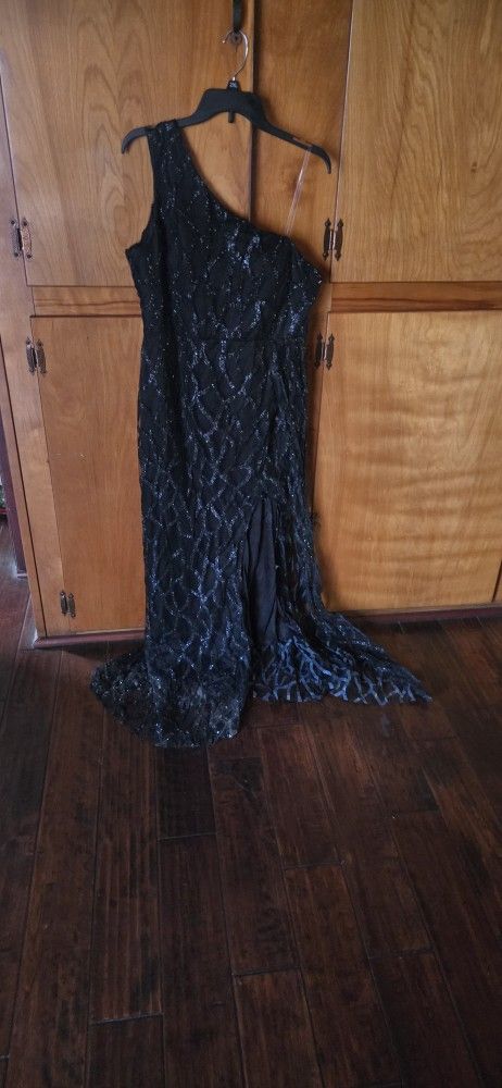 Sequin Black Dress Gown Witch Halloween 2X