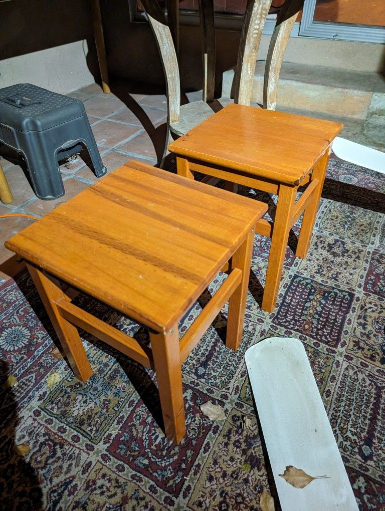 Small Wooden Stools Set Of Two