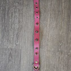 #Pink #Leather #Dog #Collar with Spikes
