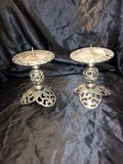 Set Of Brass Candle Holders (Heavy)