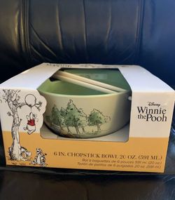 Winnie the Pooh Kanga Roo Piglet Rabbit Ceramic Noodle Bowl with Chopsticks