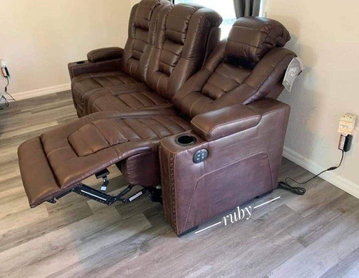 Owners Box Brown Reclining Sofa By Ashley Living Room | 39$ Down Payment @ Fastest Delivery 🚚