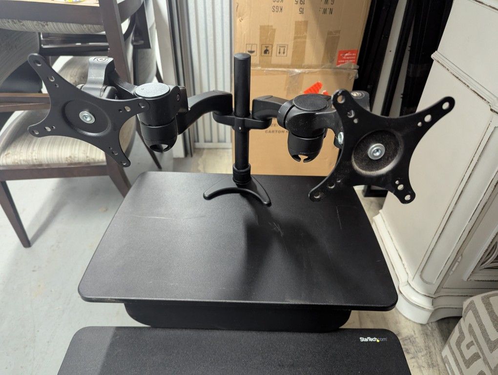 Standing Desk Converter With Dual Monitor Arms