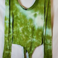 Fashion Nova Green Tye Dye BodySuit