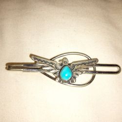 Vintage Silver And Turquoise Pin