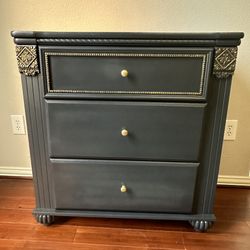 Dresser/ Large nightstand- refinished pewter