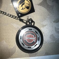 Harley Davidson Franklin Mint Pocket Watch With Leather Case 