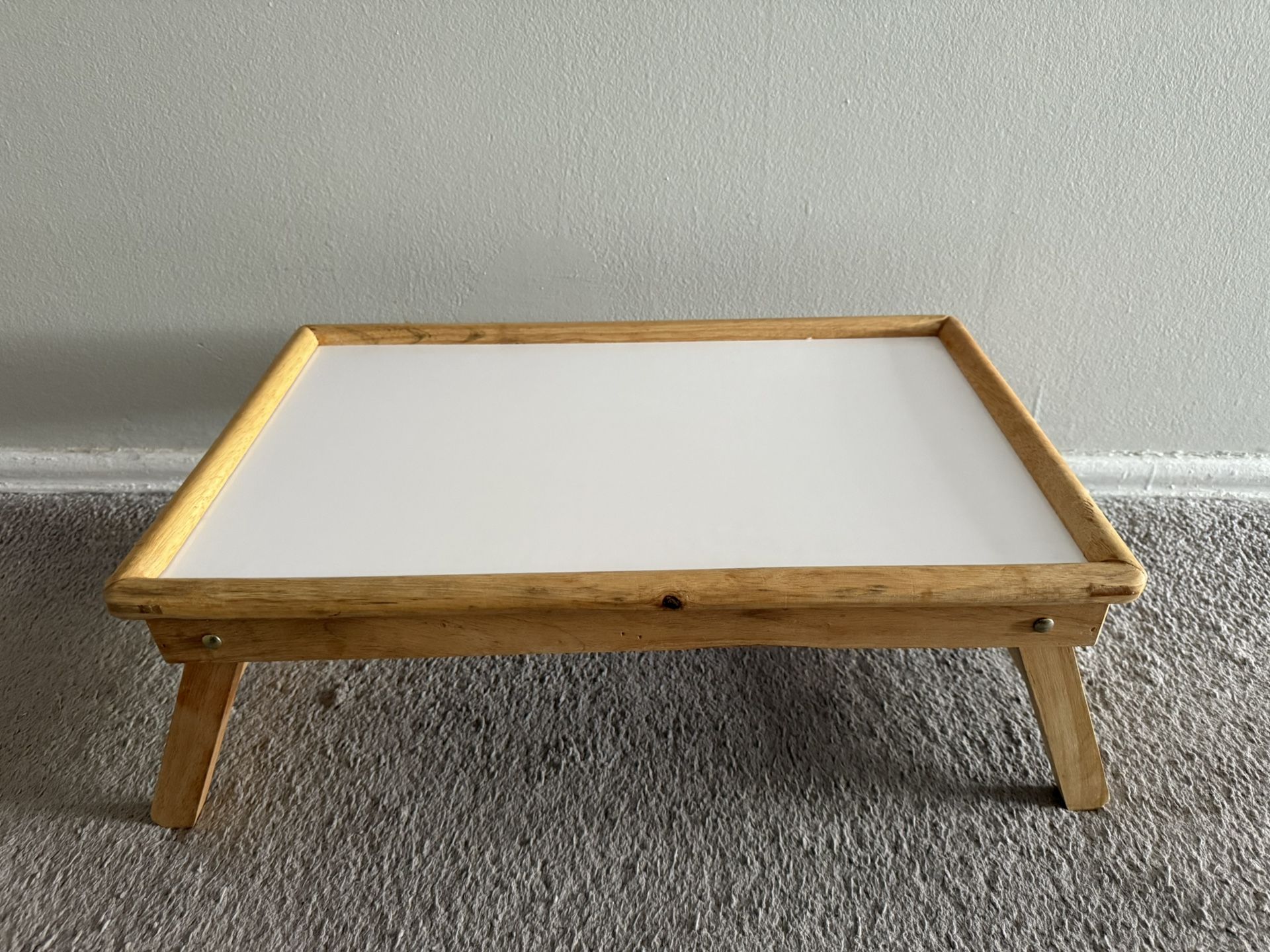 2 Wooden Serving Trays – Folding Bed Table 22x14 & Handled Tray 19x14