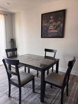 Black Dining Table Set with 4 Chairs