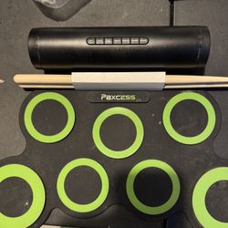PAXCESS Electronic Drum Set, Roll Up Drum Practice Pad Midi Drum Kit With Headphone Jack