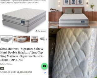 🔥King Size 🔥 Used - Medium Home Serta Mattress - Signature Suite X Hotel Double Sided 13.5" Euro Top King Mattress - Signature Suite X-EURO-TOP-KI