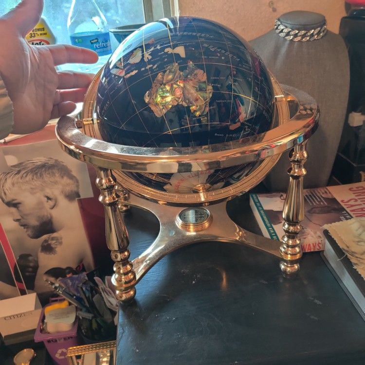 Beautiful Mother Of Pearl / Precious Stone GLOBE