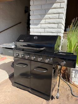 PROPANE GAS BBQ GRILL USED WITH SIDE BURNER  and COVER INCLUIDED