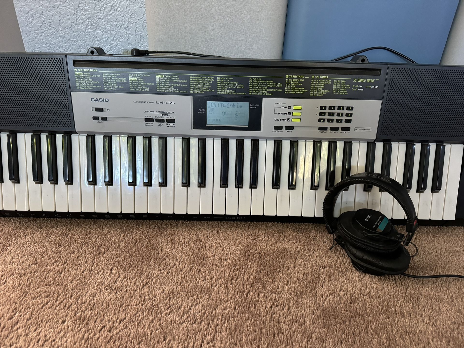 Casio Keyboard & Sony Studio Headphones