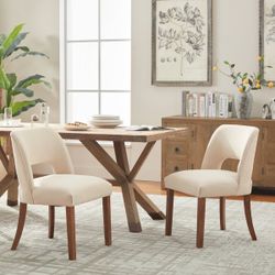 Nakenzie Upholstered Back Side Dining Chair (Set of 2) Polyester Beige