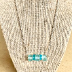 🌊 Pretty turquoise blue sea glass beaded necklace