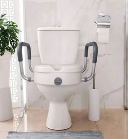 RMS 5 Inch Elevated Toilet Seat with Adjustable Padded Arms