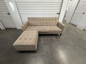 FREE DELIVERY - Mid-Century Modern Tufted Sofa with Ottoman